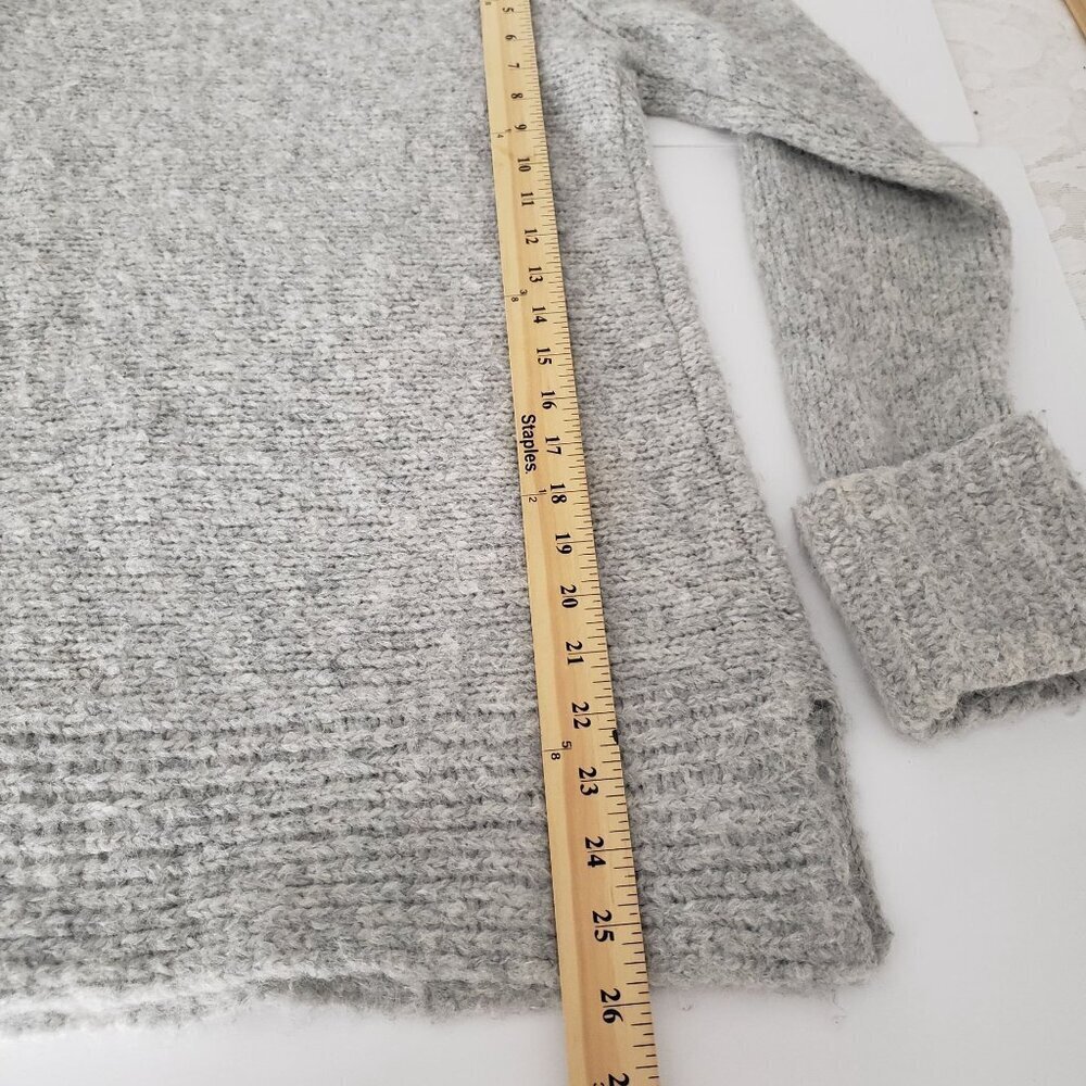 CLUB MONACO Matalin Alpaca Wool Wide Scoop Neck Grey Chunky Sweater Tunic Medium - Picture 7 of 14